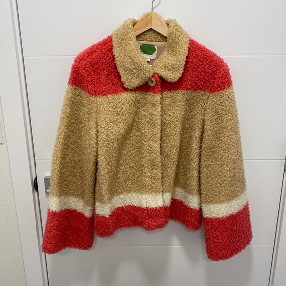 By Anthropologie Color Block Sherpa Jacket. Multicolor. Medium - Picture 5 of 11